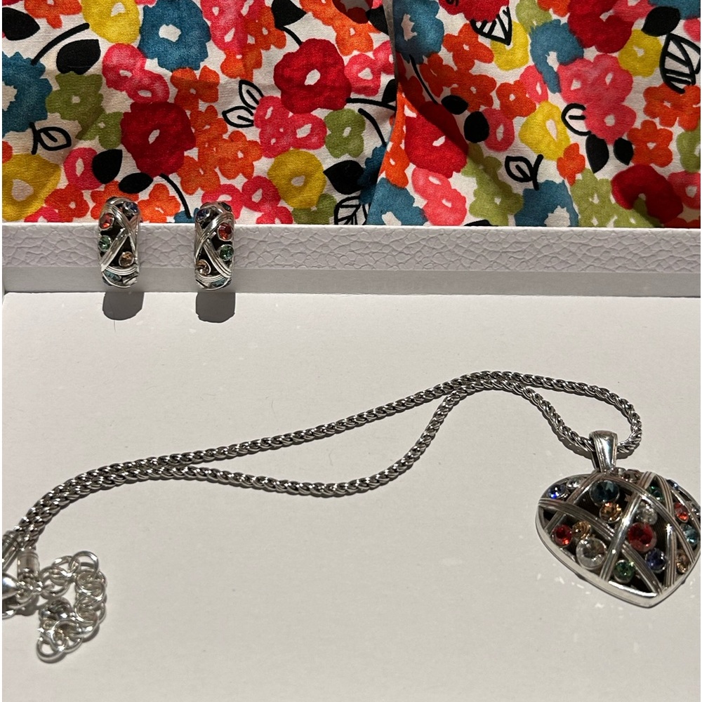 🌈🌈Brighton multi colored heart necklace and earrings set!
